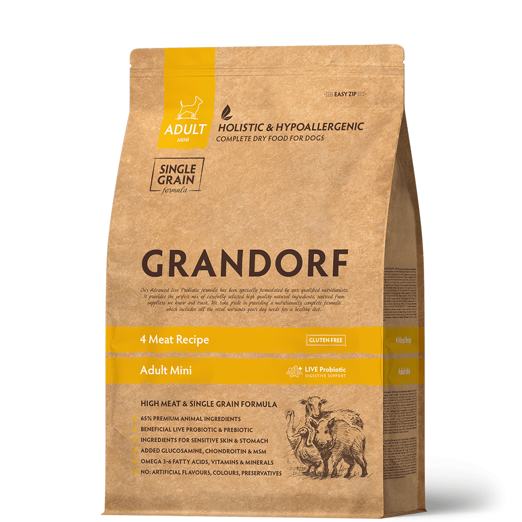 Grandorf Adult Mini 4 Meat — Сухой корм для взрослых собак мелких пород,4 вида мяса,1кг.
