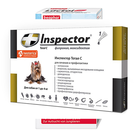 Капли для собак весом от 1 до 4 кг. Inspector Total C (1 шт.)